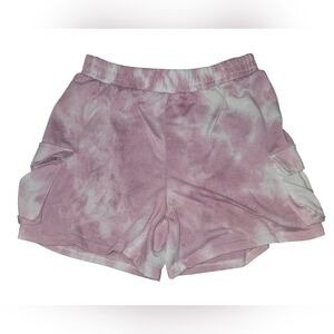 🌸 Love Streak Pink & White Tie-Dye Shorts w/ Pockets – Size Large